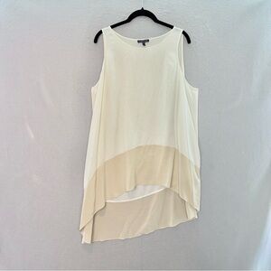 Eileen Fisher -women’s 100% silk sleeveless Tunic blouse asymmetrical top size L